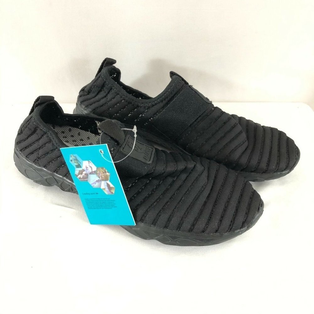 Aleader Mens Water Shoes Lightweight Mesh Fabric Slip On Black Size 7